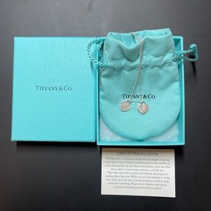 Tiffany double heart tag necklace